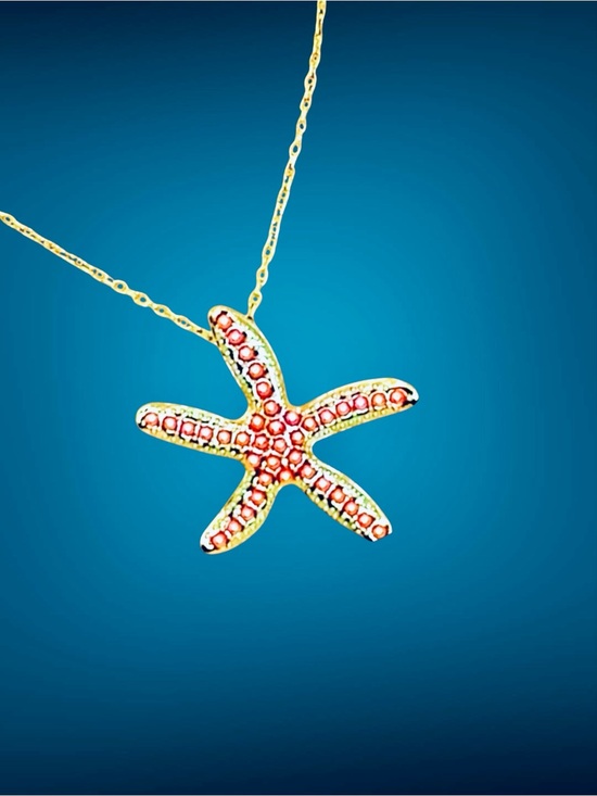 Alaska Wild Rose Designs Jewelry - Starfish Pink and Gold Necklace with Pink Faux Pearl  Accents